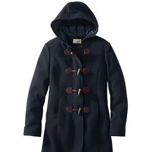 LLBean Lambswool Duffel Coat, Navy, size 4